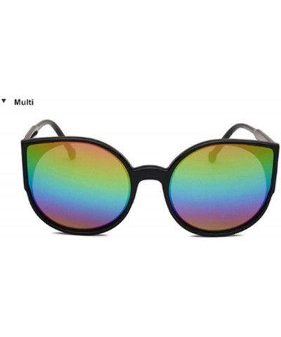 Coating Reflective Mirror Sunglasses Women Men Cat Eye Sun Glasses Gray Black - Multi - C018YKTENUU $5.39 Aviator