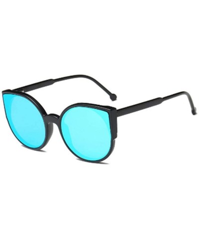 Coating Reflective Mirror Sunglasses Women Men Cat Eye Sun Glasses Gray Black - Multi - C018YKTENUU $5.39 Aviator