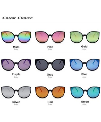 Coating Reflective Mirror Sunglasses Women Men Cat Eye Sun Glasses Gray Black - Multi - C018YKTENUU $5.39 Aviator