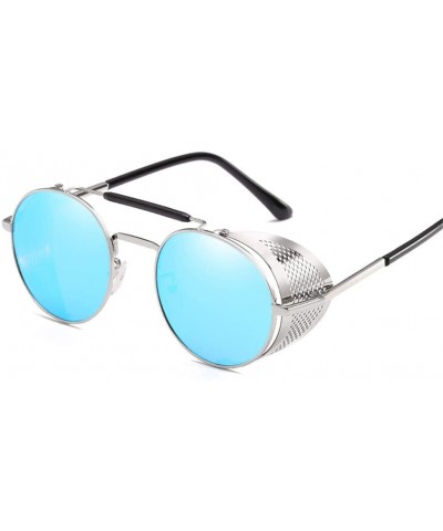 Retro Round Metal Sunglasses Men Women Glasses Shades UV Protection - 8-silver-silver - CI194OQ0LID $23.42 Rectangular