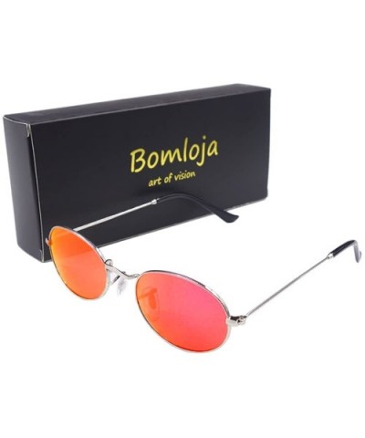 A8718 Small Narrow Oval Sunglasses for Women/Men 90s - Silver Red - CN18GO6X8WQ $8.37 Oval