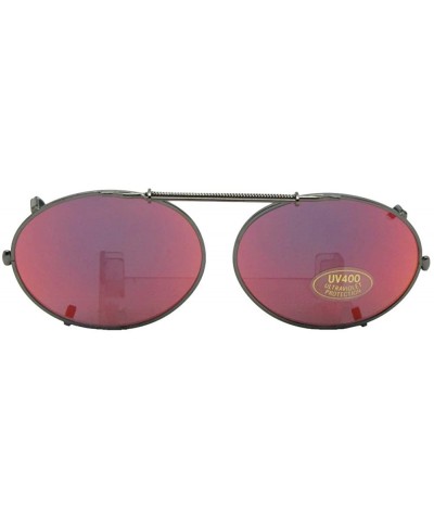 Oval Color Mirror Lens Non Polarized Clip on Sunglass - Pewter-red Mirror Gray Lens - CW189NC54LO $12.52 Shield