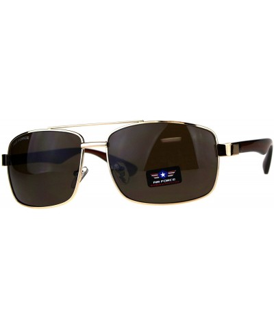 Air Force Sunglasses Mens Navigator Rectangular Aviators UV 400 - Gold (Brown) - CM18E3605WX $8.81 Aviator
