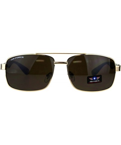 Air Force Sunglasses Mens Navigator Rectangular Aviators UV 400 - Gold (Brown) - CM18E3605WX $8.81 Aviator