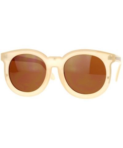 Metal Brow Trim Round Circle Thick Plastic Horn Rim Designer Sunglasses - Beige - C61260IC7ML $10.01 Round