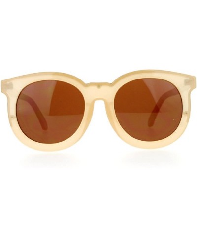 Metal Brow Trim Round Circle Thick Plastic Horn Rim Designer Sunglasses - Beige - C61260IC7ML $10.01 Round