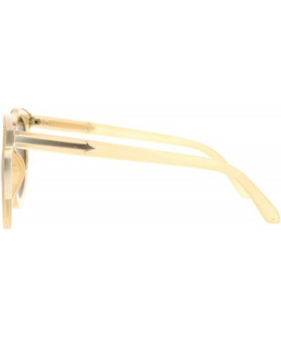 Metal Brow Trim Round Circle Thick Plastic Horn Rim Designer Sunglasses - Beige - C61260IC7ML $10.01 Round