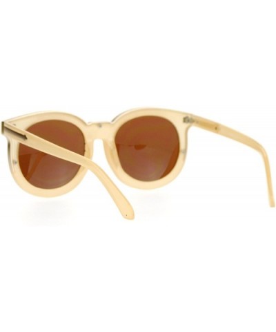 Metal Brow Trim Round Circle Thick Plastic Horn Rim Designer Sunglasses - Beige - C61260IC7ML $10.01 Round