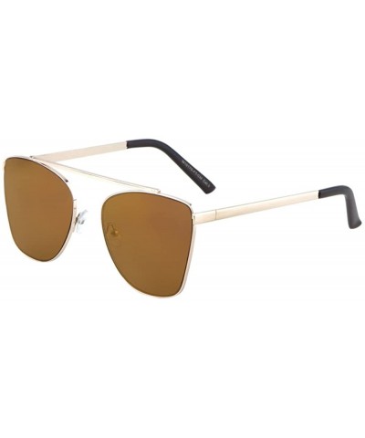 Glamour Aviator Sunglasses Metal Crossbar Mod Runway Fashion - Gold/Amber - CB182STRZ3K $6.92 Oversized