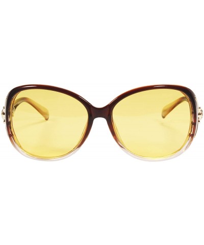 Womens Polarized HD Night Vision Sunglasses Stylish Night Driving Glasses Anti-glare Eyewear - Brown - CQ18NH4U04T $14.92 Ove...