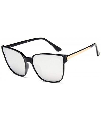 Fashion Round Polarized Sunglasses Vintage Shades For Men/Women - Square Black Frame + Silver Lens - CN18XCZ0GMK $9.18 Round
