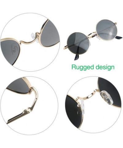 Retro Vintage Lennon Style Round Sunglasses Mirrored lenses Metal Frame 50mm - Gold/Purple - C212FPZNN2N $8.00 Sport