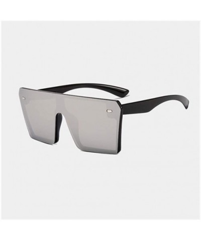 Oversized Square Sunglasses for Women Rivet Frame Eyewear - C4 Black Silver - C21987AXYI5 $7.75 Square