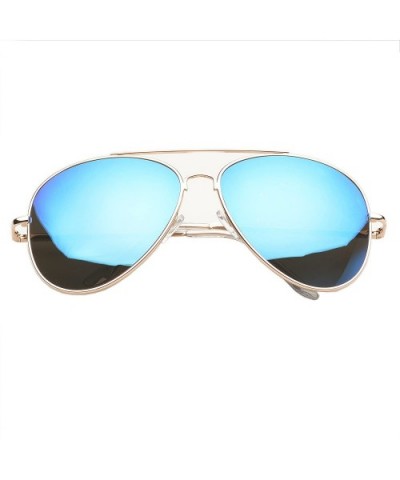 'Knoxville' Double Bridge Aviator Fashion Sunglasses in Blue - CX11PMFL7UR $6.85 Aviator