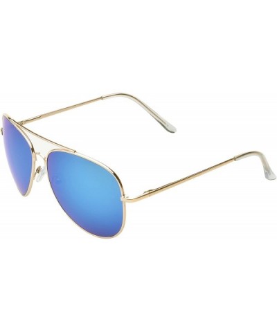 'Knoxville' Double Bridge Aviator Fashion Sunglasses in Blue - CX11PMFL7UR $6.85 Aviator