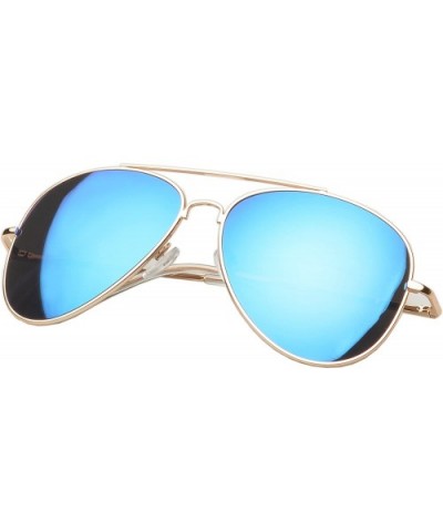 'Knoxville' Double Bridge Aviator Fashion Sunglasses in Blue - CX11PMFL7UR $6.85 Aviator