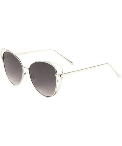 Twisted Side Rim Color Mirror Cat Eye Sunglasses - Smoke - C819895A5QD $8.65 Cat Eye