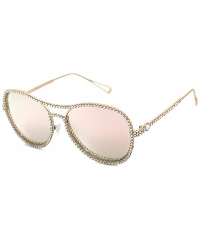 Fashion Rhinestone Sunglasses Blingbling Diamond - Pink - C818ALG5A9Q $13.40 Round