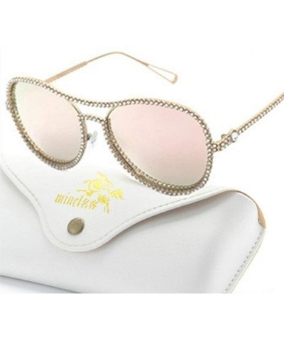 Fashion Rhinestone Sunglasses Blingbling Diamond - Pink - C818ALG5A9Q $13.40 Round