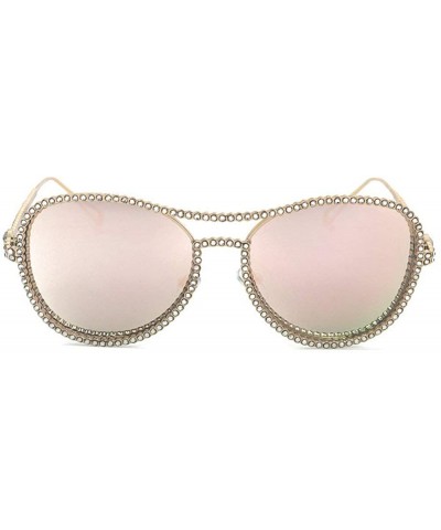 Fashion Rhinestone Sunglasses Blingbling Diamond - Pink - C818ALG5A9Q $13.40 Round