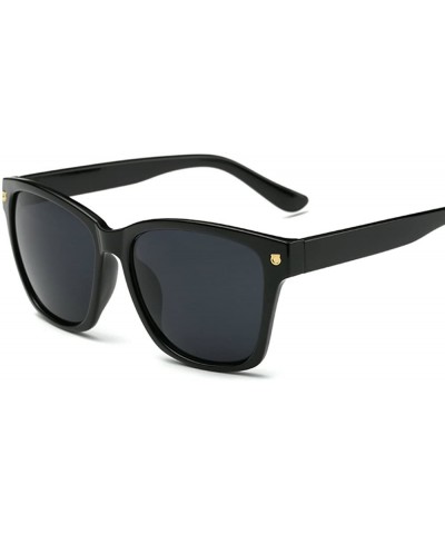 Vintage Large Squared Sunglasses for Women Black Plastic Frame Clear Reflective - Black - CN18RXXD949 $7.74 Oversized