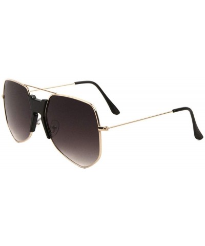 Thick Plastic Nose Shield Thin Rim Geometric Aviator Sunglasses - Smoke - CM190ML86XU $12.56 Aviator