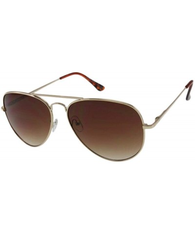 Wright - Classic Spring Temple Metal Aviator Sunglasses - Gold / Brown - C7196R282LI $10.27 Aviator