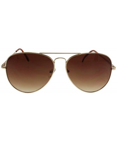 Wright - Classic Spring Temple Metal Aviator Sunglasses - Gold / Brown - C7196R282LI $10.27 Aviator