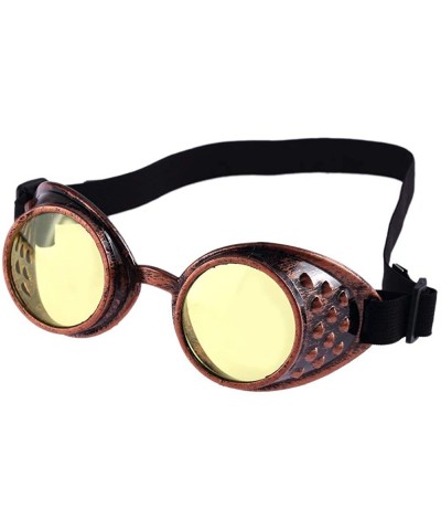 Sunglasses for Men Women Steampunk Goggles Glasses Retro Punk Hippie Sunglasses Vintage - Yellow - CT18QMW7OKK $6.75 Oversized