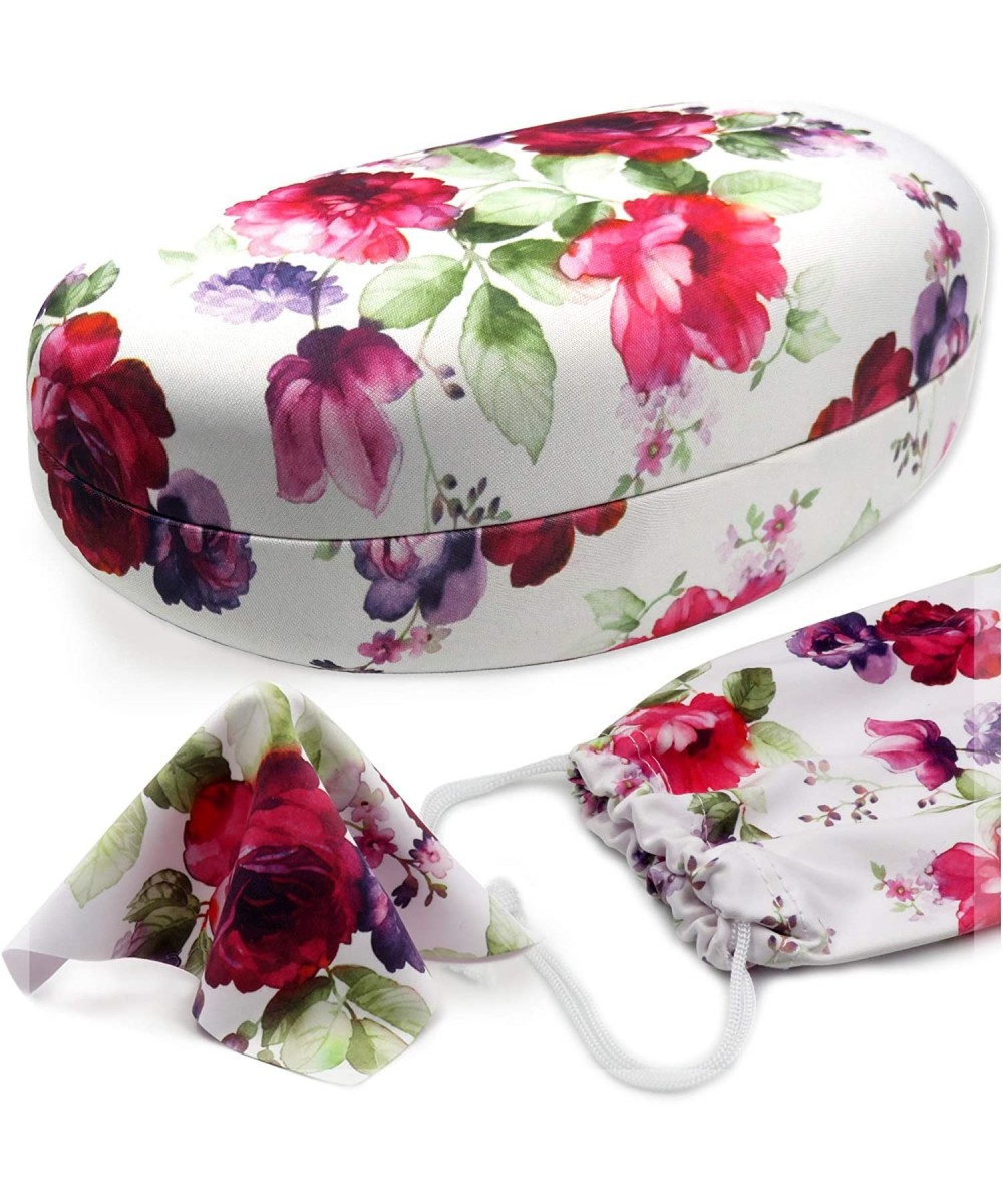 Large Hard Sunglasses Case - fits Large to Extra Large curved Sunglasses - with microfiber cloth - Cranberry Rose - C3185QQ0S...