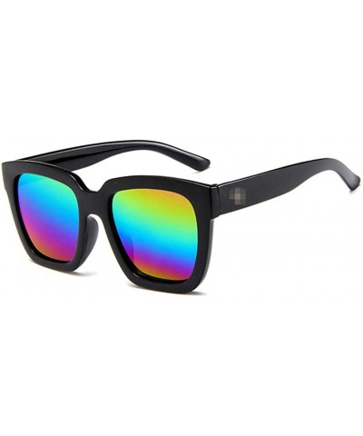 Retro Vintage Sunglasses Colorful Mirror Lens Matte Frame Sunglasses - Black - CR18OZL57ZH $5.95 Goggle