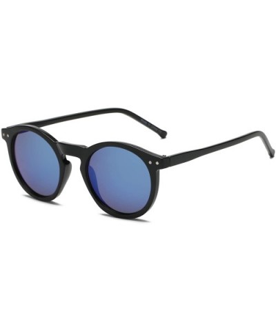 Retro Vintage Unisex Circle Round Fashion Sunglasses - Blue - CO18WR9SK5N $15.19 Goggle