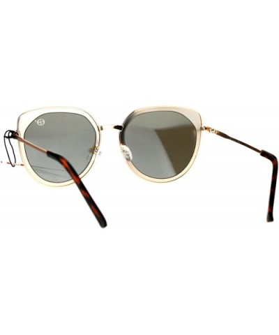 Designer Fashion Sunglasses Womens Metal Retro Half Round Frame UV 400 - Gold (Silver Mirror) - CP185NH2MQK $7.80 Butterfly