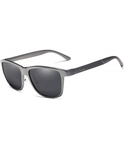 Genuine adjustable sunglasses square men polarized UV400 Ultra light Al-Mg - Gun/Gray - CF18SL4UAZD $24.35 Square