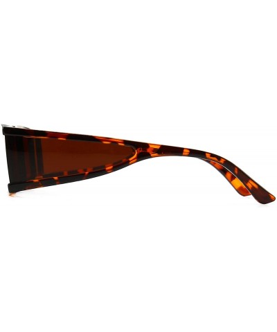 Small Rectangle Sunglasses Furturistic Rectangular Wrap Around Clout Goggles - Leopard - CZ1943MUMZX $7.73 Rectangular