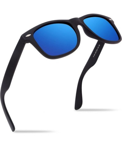 Stylish Retro Polarized Sunglasses Unisex 100% UV Protection - Black Frame & Blue Lens - C81856ILXRE $39.25 Wayfarer