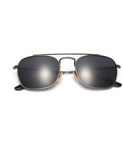 Mens Aviator Retro Square Metal Frame Glass Lens Sunglasses for Men UV Protection Glasses for Men 3557 - Black - CA18YEIZD8W ...