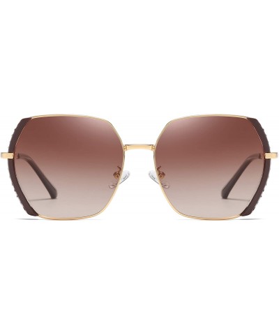 Women's Classic Fashion Polarized Sunglasses 100% UV Protection - Amber-golden - CI1900SZK9H $7.99 Square