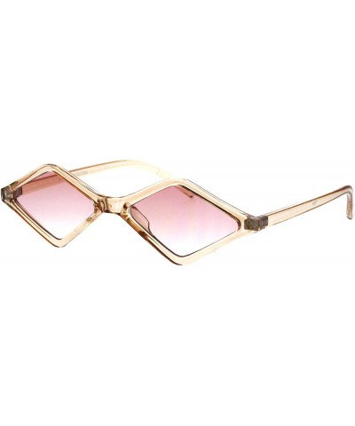 Skinny Diamond Shape Sunglasses Womens Trendy Fashion Eyewear UV 400 - Peach - CE18GA0LMDU $5.77 Square