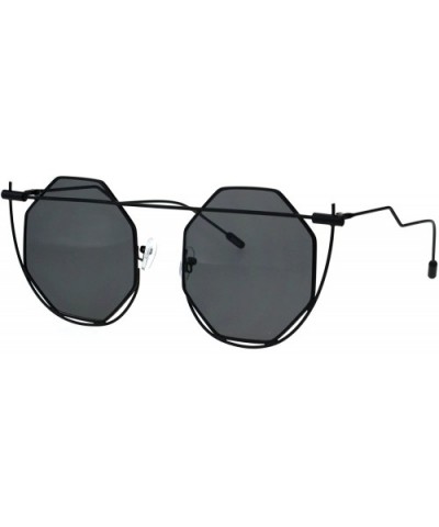 Octagon Metal Rim Art Nouveau Deco Steam Punk Mod Sunglasses - All Black - CM18E004RK3 $9.93 Rectangular