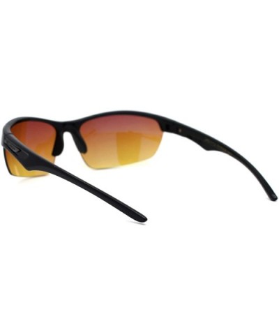 Mens Amber HD Lens Baseball Half Rim Warp Sunglasses - Shiny Black - C6197E833XL $6.87 Sport