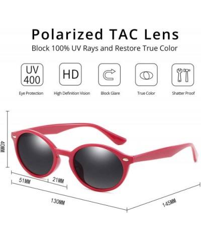 Vintage Oval Small Sunglasses for Women Polarized UV400 Protection Sun Glasses - Red Frame Grey Lens - CK18SAXADZA $7.35 Oval