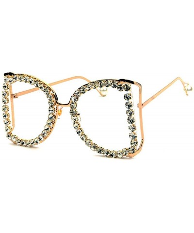 Fashion Super Cat glasses Lady Luxury Brand Designer Rhinestone Crystal Sunglasses Gradient Lens Tone - Clear - CA18TRAW8DQ $...