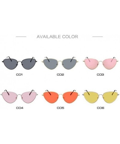 Cat Eye Sunglasses Women Fashion Lady Mirror Sun Glasses - Silver-yellow - CJ18WZU8N7R $19.84 Cat Eye