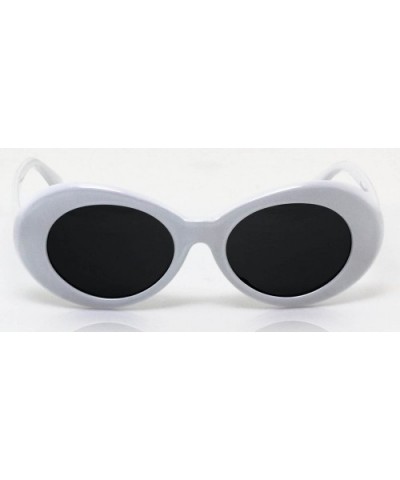 NIRVANA Kurt Cobain Oval Bold Vintage Sunglasses For Women Men Clout Goggle Sunglasses - White-black - CT1844TADXH $7.41 Round