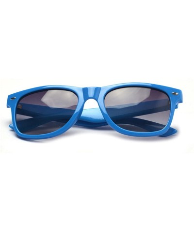 Unisex Retro 80's Colorful Polarized Sunglasses - Blue Gradient - CB18DXEKQGR $7.01 Square