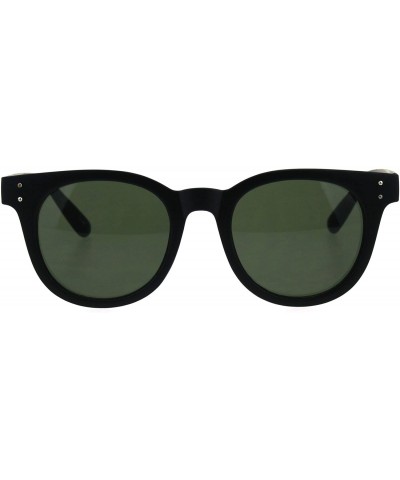 Mens Minimal Mod Designer Fashion Horned Plastic Sunglasses - Matte Black Green - CN18G8KG7AQ $6.95 Oval