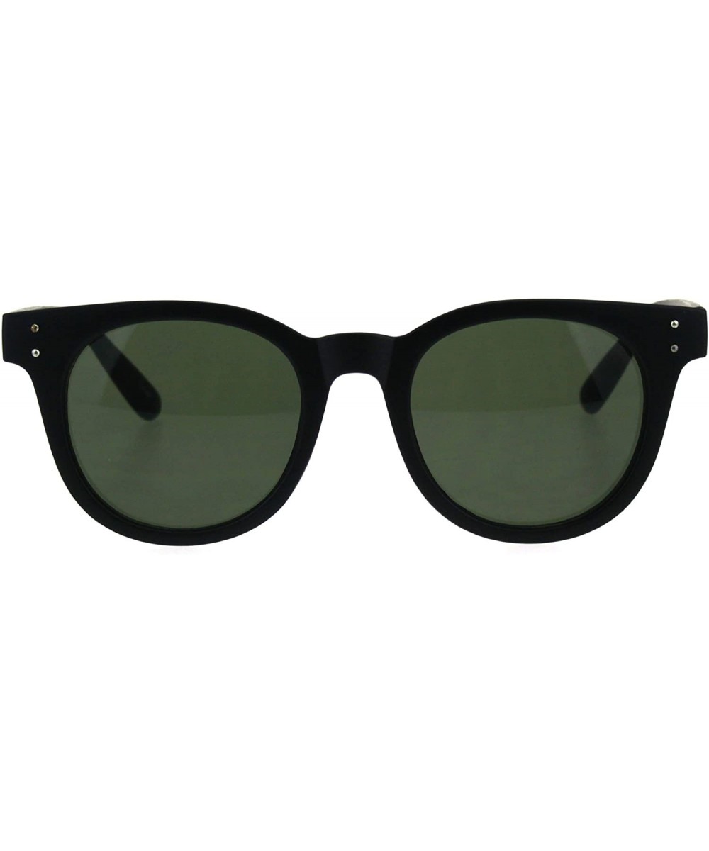 Mens Minimal Mod Designer Fashion Horned Plastic Sunglasses - Matte Black Green - CN18G8KG7AQ $6.95 Oval