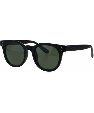 Mens Minimal Mod Designer Fashion Horned Plastic Sunglasses - Matte Black Green - CN18G8KG7AQ $6.95 Oval