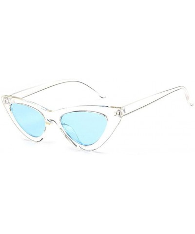 Cat Eye Sunglasses Vintage Mod Style Retro Sunglasses - Transparent Blue - CI18CMY98EX $17.41 Cat Eye